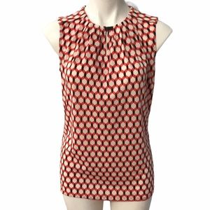 Sleeveless Geometric Pattern Orange Blouse